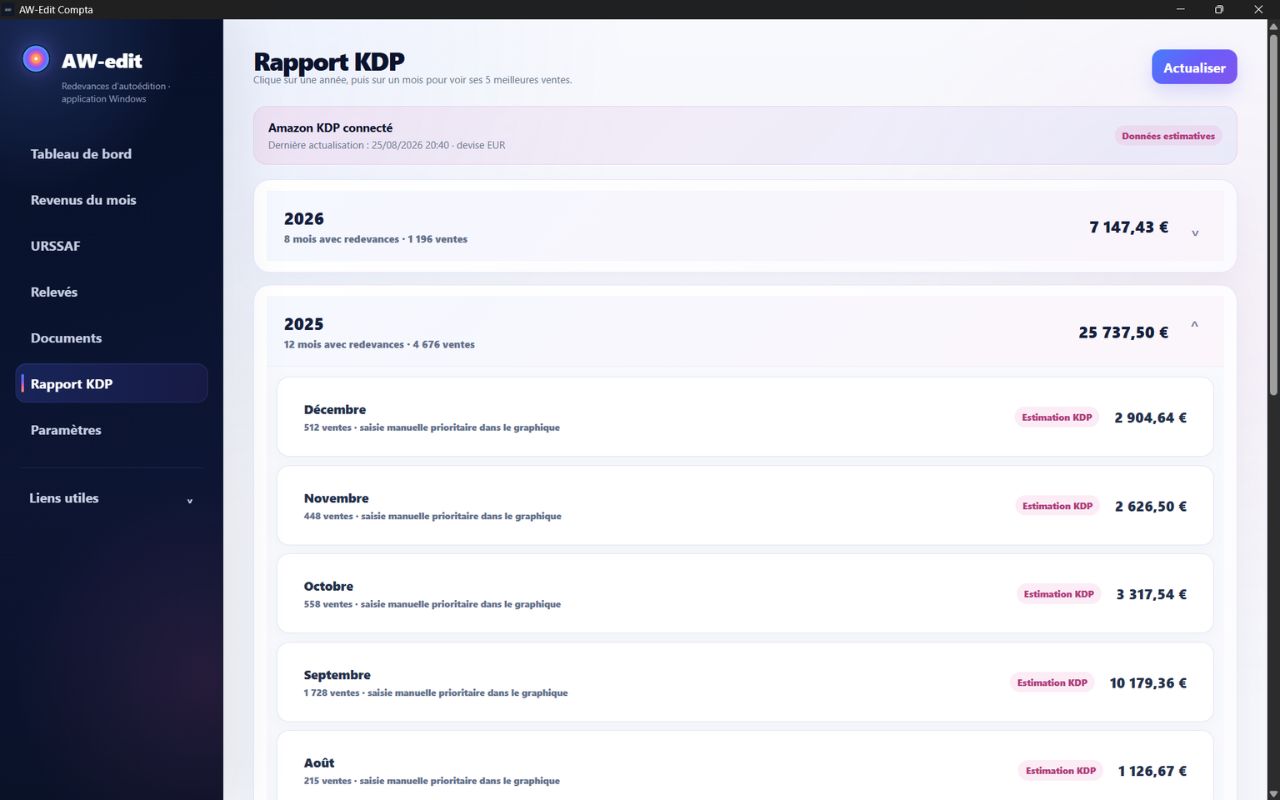 Rapport KDP clair et organisé